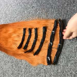 Extensions de cheveux humains à clipser couleur orange 100% Cheveux vierges vietnamiens Remy de haute qualité et durables - Product Image 5