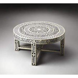 Mopa hecha a mano de calidad artesanal natural con incrustaciones de hueso, mesa de centro contemporánea para sala de estar con lado de estilo elegante para venta de exportación - Product Image 4