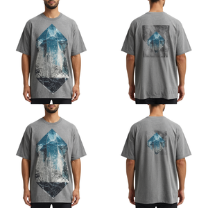 T-shirt moderne pour homme, coupe ample, avec impression numérique inspirée des cristaux, sérigraphie épaisse et détails brodés - Product Image 2