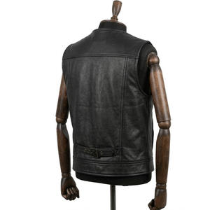 Chaleco de cuero genuino negro personalizado para hombre, estilo motero occidental, chaleco de motociclista de piel de vaca con cinturón trasero ajustable, chaleco unisex - Product Image 5