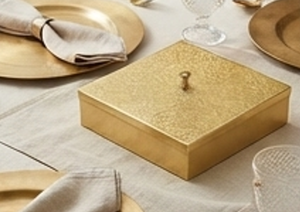 Boîte de rangement pour épices en métal doré de qualité supérieure avec 6 compartiments, design carré, élégant support de vaisselle pour la cuisine et la salle à manger - Product Image 4
