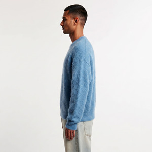 Suéter de punto de lana/cachemira para hombre, cuello redondo, holgado, manga larga, estilo urbano de invierno, antipilling frontal, transpirable - Product Image 3