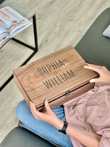 Personalized <b>Memory</b> Wooden Keepsake Box Eco-Friendly Durable Modern Date Night <b>Gift</b> for Him Her Boyfriend Girlfriend Couples - Product Image 3