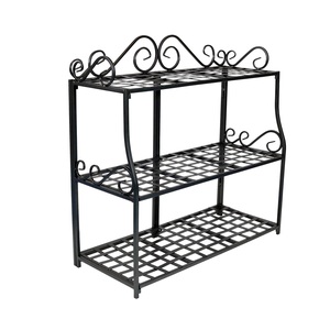 Nouvel Arrivage : Support de Plantes Métallique Rectangulaire à Lattes pour l'Intérieur et l'Extérieur, Présentoir de Fleurs, Porte-Pot Noir - Product Image 3