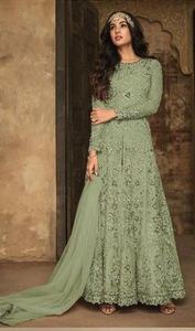 Tenue de mariage indienne pakistanaise, robe Anarkali en filet, tenue de réception de mariage, robe Anarkali entièrement brodée, vente chaude 2021 - Product Image 2