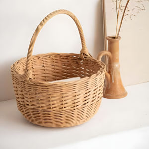 Petits paniers en rotin pour décoration de fleurs de mariage, paniers à fruits en osier tissé naturel - Product Image 3