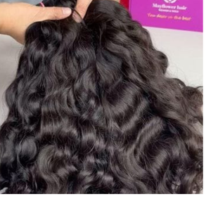Extensions de cheveux humains bouclés indiens noirs naturels 1b, tissage de cheveux, double trame machine, permanent, toutes couleurs, pour teinture, cheveux d'exportation - Product Image 4