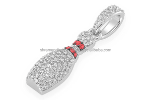 Wholesale Trendy Fashion Iced Custom Bowling Pin Sports Dainty 10K <b>Solid</b> Gold Lab Grown Diamond Brilliant Cut Gift <b>Necklace</b> - Product Image 6
