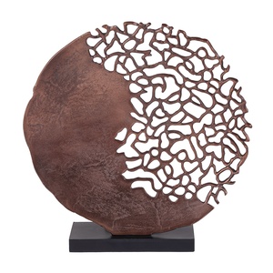 Artistic Silver Plated Filigree Disc Sculpture Black Stone Base Modern Handmade Birthday Table Decor Home Office Art <b>Gift</b> - Product Image 5