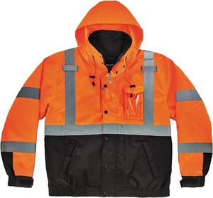 Chaqueta reflectante de alta visibilidad para hombre, Cazadora Bomber de invierno con forro polar y cremallera, chaquetas reflectantes, chaqueta de seguridad con capucha desmontable - Product Image 6