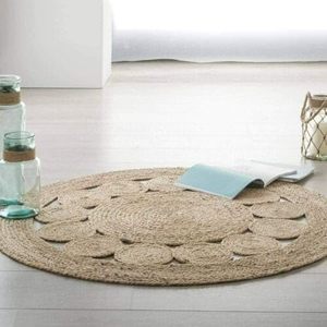 Hand Braided Woven Jute Cotton Area Rugs Non-Slip Custom <b>Thick</b> Floor Carpet Living Room Exercise Camping Prayer Machine Wash - Product Image 1