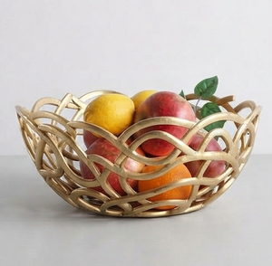 Corbeille à fruits en métal doré, luxe, rangement décoratif, porte-fruits pour la maison et la cuisine - Product Image 2