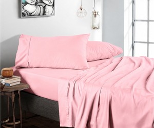 Juego de Sábanas de Lujo de 300 Hilos, Color Rosa Bebé, para Cama King, Juego de Ropa de Cama de 4 Piezas de Algodón Premium, Suave, Cómodo y Resistente a las Arrugas - Product Image 1