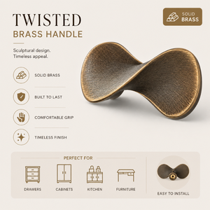 Luxury Solid Brass Hourglass Cabinet Knob Modern Decorative <b>Drawer</b> <b>Pull</b> Premium Furniture Hardware for Wardrobes and Cabinets - Product Image 5