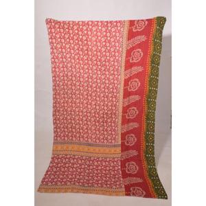 Indian Cotton Kantha Gudri Bedspread <b>Handmade</b> Vintage Reversible <b>Quilt</b> Throw for Bedroom Decor - Product Image 1