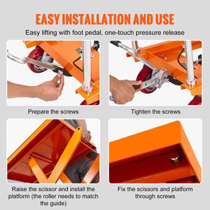 Carrello Elevatore Idraulico Manuale a Forbice Singola, Capacità 500 kg, Altezza di Sollevamento 90 cm, 4 Ruote Antiscivolo per Carico - Product Image 5