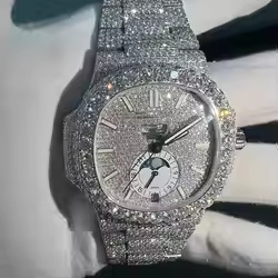 นาฬิกาควอตซ์เพชรโมอิสซาไนต์แฟชั่นระดับพรีเมียมสำหรับผู้ชาย ประดับเพชรหรูหราสไตล์ฮิปฮอป นาฬิกาข้อมือคุณภาพสูงสำหรับผู้ชาย เพชรโมอิสซาไนต์คุณภาพสูง - Product Image 4