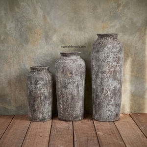 Vase de sol cylindrique en céramique rustique Vinculo M, fait main, gris vieilli, 28 cm x 80 cm, vase de table décoratif, vente en gros - Product Image 3