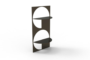 Estante de Pared Vertical de Metal Negro Moderno con Dos Niveles para Decoración de Dormitorio, Sala de Estar, Baño o Entrada - Product Image 3