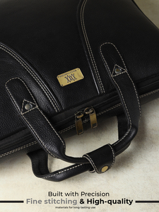 Sac pour ordinateur portable de bureau en cuir de qualité supérieure WRIZA avec poignées durables, design élégant, fermeture éclair sécurisée et transport professionnel pour les affaires - Product Image 4