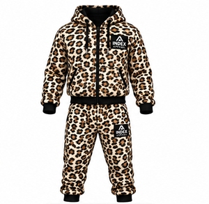 Ensemble de survêtement léopard pour homme Index Apparel, sweat à capuche zippé et pantalon de jogging, tenue hip-hop pour l'automne - Product Image 1