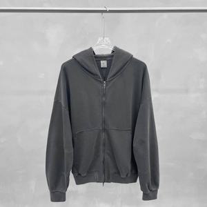 Sudadera con capucha gris para hombre, personalizada para fraternidad, con cremallera, corte regular, forro polar, informal, color liso, con bolsillos, para otoño - Product Image 2
