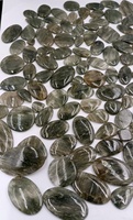 ARTS JEWELS Quartz Rutile Vert Naturel Cabochon en vrac, formes Cœur/Coussin/Ovale/Poire, avec Inclusions Capillaires et Effet de Couleur Changeant pour la Fabrication de Bijoux