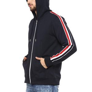 Sudadera con capucha de forro polar de punto con cremallera completa para hombre, estilo vintage, con logotipo personalizado, fabricante OEM, poliéster, venta al por mayor - Product Image 4