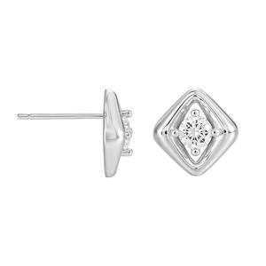 Pendientes de Perlas Geométricas de Oro Sólido de 14K con Diamante Cultivado en Laboratorio de 0.35ct, Certificado IGI, Modernos y Minimalistas para Mujer, para Bodas y Fiestas - Product Image 4