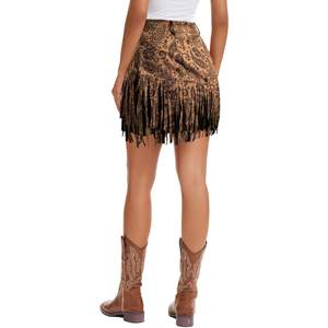 Falda de cuero con cintura elástica de moda urbana en venta, diseño propio personalizado, falda de cuero para mujer - Product Image 4