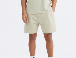 Shorts basiques tendance en pur coton, décontractés, en molleton français, avec cordon de serrage pour hommes - Product Image 2