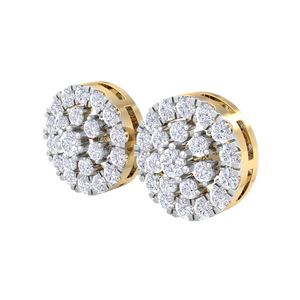 Boucles d'oreilles clous rondes personnalisées avec halo de diamants, boucles d'oreilles grappe bicolores en or, bijoux en diamants véritables, vente en gros d'usine, cadeau - Product Image 4