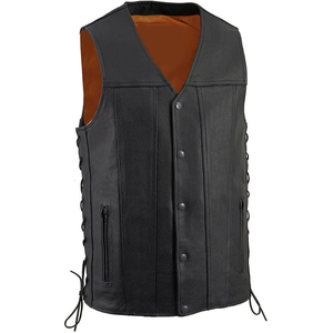 Chaleco de Cuero Genuino Samroz Sports para Hombre, Cuello en V, Cierre de Cremallera, Transpirable, Ajuste Personalizado, Ropa Exterior Informal - Product Image 1
