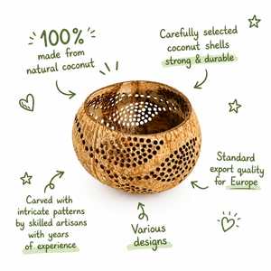 Portavelas de Estilo Boho, Hecho a Mano con Cáscara de Coco, Tallado y Perforado, para Ambiente de Spa y Restaurante - Product Image 2