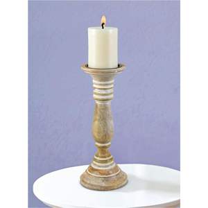 Candelabro de Madera Natural Tallado a Mano con Acabado Antiguo, Portavelas Decorativo para Mesa de Comedor Navideña, Hotel, Candelabro de Madera - Product Image 1