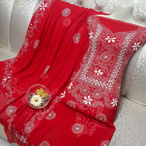 Salwar Kameez en Chiffon pour Femme avec Broderie et Dupatta – Tenue Traditionnelle Indienne et Pakistanaise Décontractée, Longueur Cheville, Coupe Classique - Product Image 5