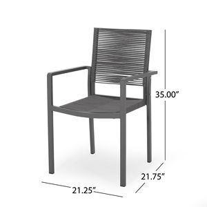 Set di 2 Sedie da Pranzo Moderne per Esterni, Grigio e Grigio Scuro, con Seduta in Alluminio e Corda - Product Image 6