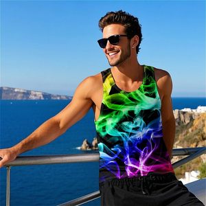 Débardeur de fitness pour homme à séchage rapide, imprimé abstrait 3D par sublimation, en polyester et élasthanne respirant, idéal pour la gym et l'entraînement, marque privée - Product Image 2