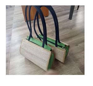 Sac à main tissé en fibre de banane de haute qualité, sac fourre-tout léger pour femme, avec doublure en tissu brodé et isolant - Product Image 2