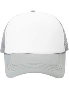 Gorra trucker blanca y gris claro con malla trasera, ajustable, transpirable, de poliéster, con frente de espuma, logotipo personalizado, gorra de béisbol en blanco. - Product Image 1