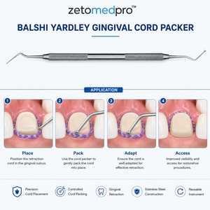 เครื่องมือวางเชือกเยื่อหุ้มฟัน Dental Balshi, Yardley Gingival Cord Packer ทำจากสแตนเลส OEM Zetomed Pro - Product Image 2