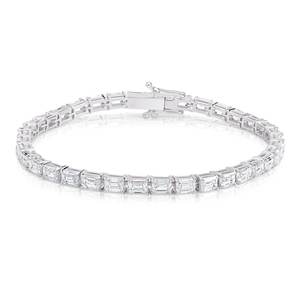 Pulsera de tenis con diamantes cultivados en laboratorio de 9.1 CT, corte esmeralda, oro blanco de 10K, certificado IGI, chapado en rodio, de lujo, para aniversario - Product Image 1