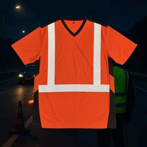 เสื้อยืดคอกลมแขนสั้นสีส้มสะท้อนแสงสำหรับชุดทำงาน - Product Image 3