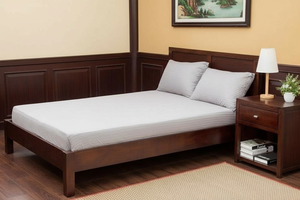 Muebles de Dormitorio Cascara, Cama de Plataforma de Madera Maciza de Pino de Nueva Zelanda, Tamaño Completo, Color Café, Hecha a Mano, Personalizable - Product Image 2