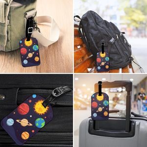 Lot d'étiquettes de bagage en cuir PU personnalisées avec logo imprimé en soie pour cadeaux de mariage, accessoires de voyage sur mesure - Product Image 4