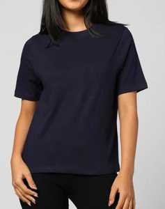T-shirt femme toutes couleurs, coupe classique, épaules tombantes, manches courtes, col rond, uni, respirant, tricoté, élasthanne/coton, écologique - Product Image 4