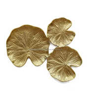 Décoration Murale Contemporaine en Aluminium Doré Feuille de Lotus pour Salon, Chambre, Salle de Réception, Occasions Spéciales Ramadan et Mariages