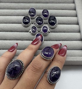 Natural Amethyst Engagement <b>Ring</b> 925 Sterling <b>Silver</b> Plated <b>Adjustable</b> Designer Gemstone <b>Ring</b> Wholesale Manufacturer - Product Image 2