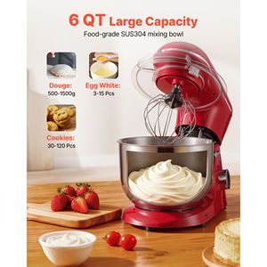 Robot pâtissier électrique 6 QT 660W avec 6+ vitesses de battement, bol en acier inoxydable, tête inclinable et 6+ vitesses de pulsatation - Product Image 5
