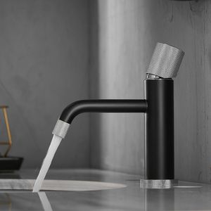 Modern <b>Deck</b> Mounted Water Mixer Tap Black <b>Brushed</b> Nickel Design Brass Bathroom Basin Faucet Stylish Brass Faucet for Your Modern - Product Image 4